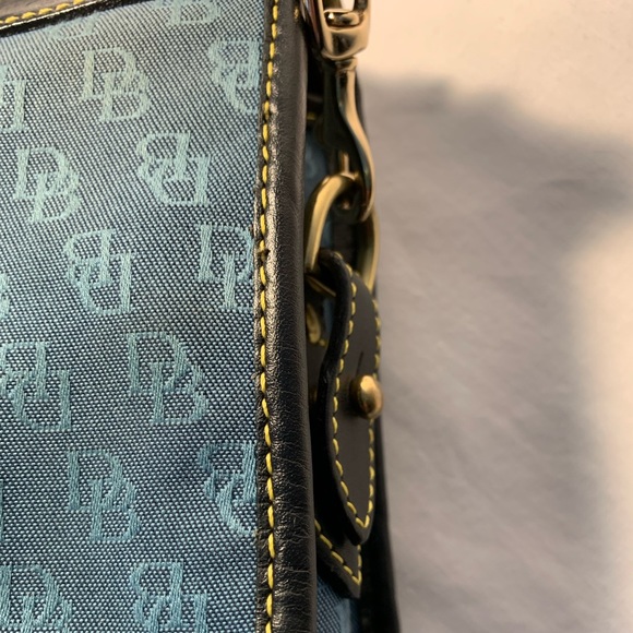Vintage Dooney & Bourke Blue Leather Canvas Bag - Picture 7 of 14
